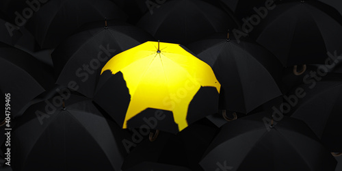 Foto Yellow Umbrella Different Concept Background