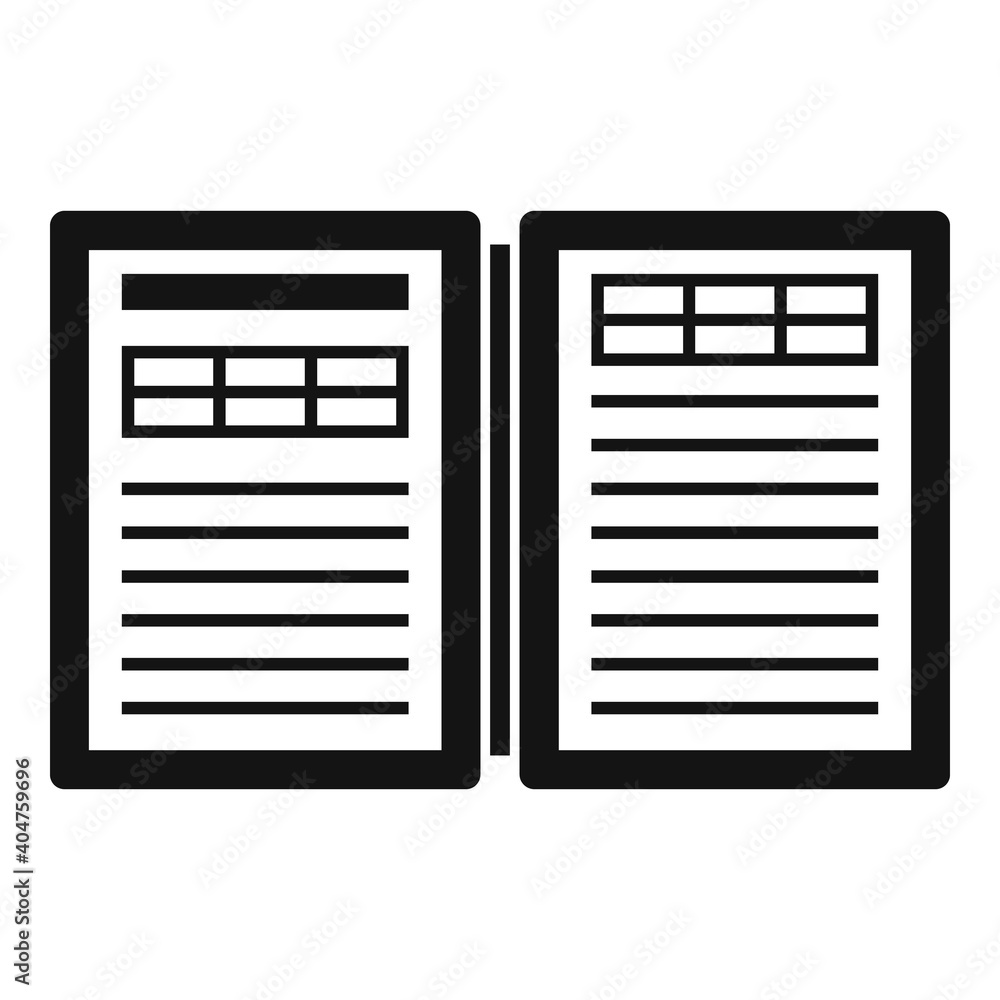 Electronic book estimator icon. Simple illustration of electronic book estimator vector icon for web design isolated on white background Electronic book estimator icon. Simple illustration of electronic book estimator vector icon for web design isolated on white background