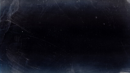 Distressed overlay. Dust scratches filter. Smeared dirt stains on dark blue weathered surface. Distressed chalkboard texture design.