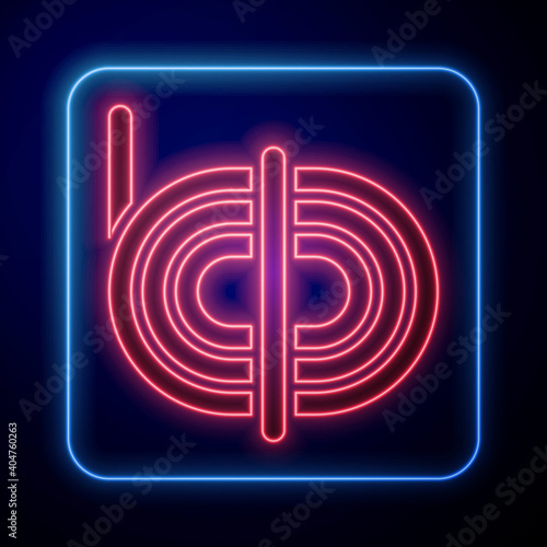 Glowing neon Climber rope icon isolated on blue background. Extreme sport. Sport equipment. Vector.