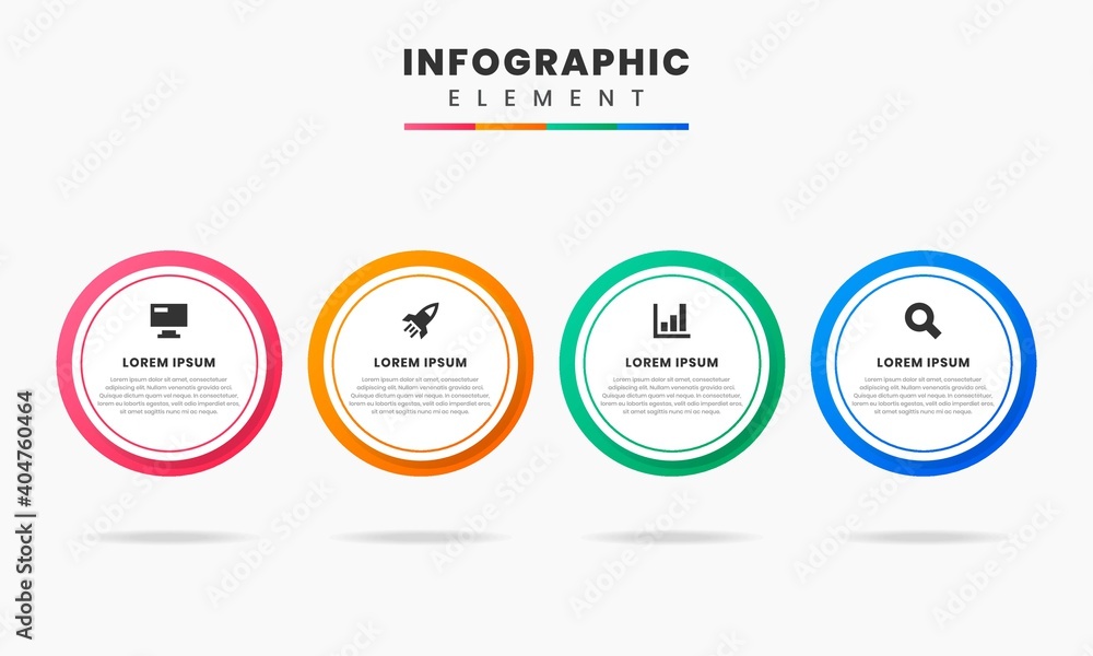 Vector Graphic of Infographic Element Design Templates with Icons and 4 Options or Steps. Suitable for Process Diagram, Presentations, Workflow Layout, Banner, Flow Chart, Infographic.