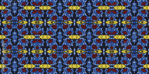 Colorful African fabric     Seamless pattern  photo