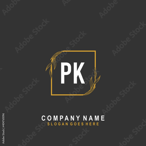Initial letter PK Signature, beauty monogram and elegant logo design, handwriting logo of initial signature, wedding, fashion, floral and botanical with creative template