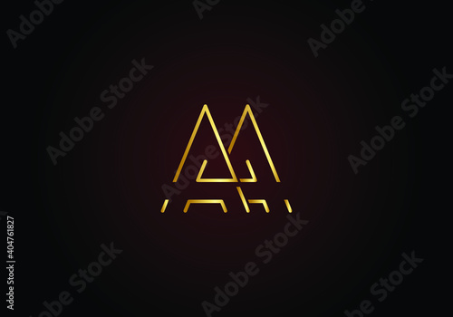 A or AA Letter Logo Template Illustration Design in gold color. Vector EPS. photo