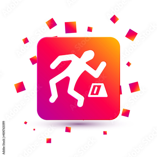 White Crime scene icon isolated on white background. Square color button. Vector.