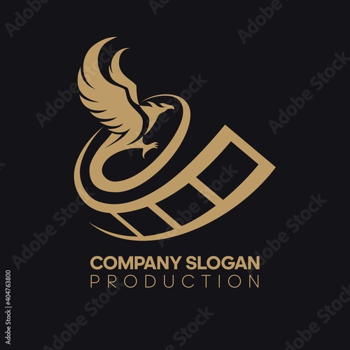 Logo elements: eagle, golden eagle, film. Vector.