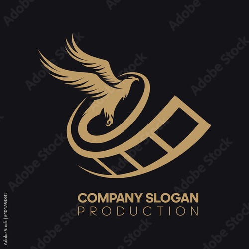 Logo elements: eagle, golden eagle, film. Vector.
