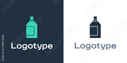 Logotype Plastic bottle for laundry detergent, bleach, dishwashing liquid or another cleaning agent icon isolated on white background. Logo design template element. Vector.
