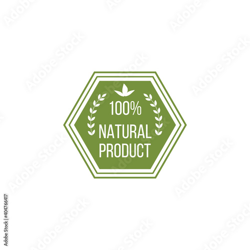 Label of natural product for food and cosmetics, vector illustration isolated.