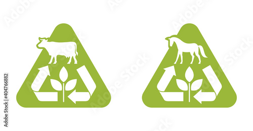 Cow and Horse manure fertilzers triangular icon