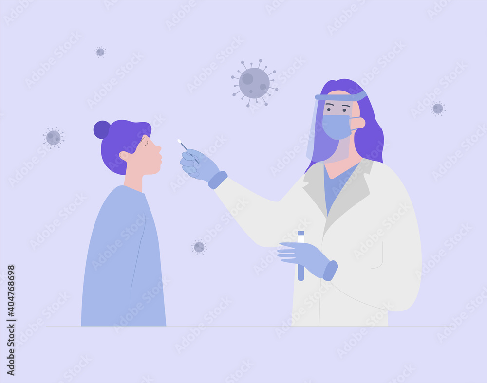 Obraz premium Doctor and patient doing Covid 19 nasal swab test