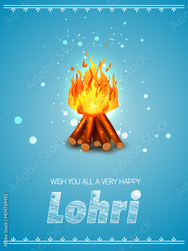 easy to edit vector illustration on Happy Lohri festival of Punjab India background