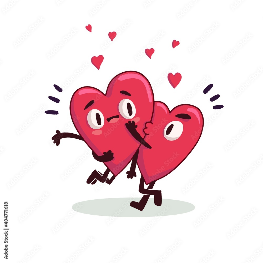 Valentine's day concept drawing; cartoon funny heart figures. Valentine's day concept drawing; cartoon funny heart figures.