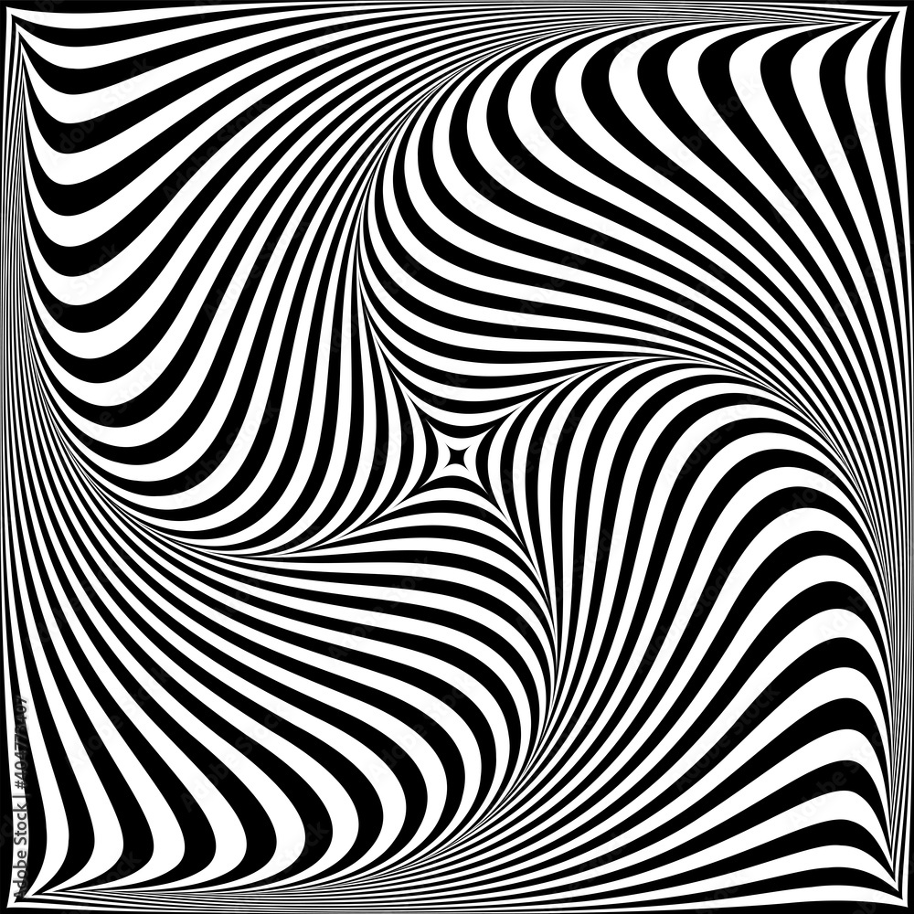 Vortex rotation movement illusion in abstract op art design.