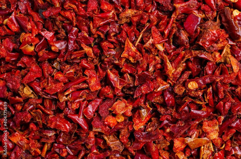 Fototapeta premium Slices of dry red pepper.