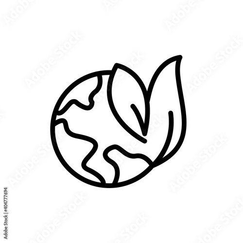 Earth line icon with leaf. planting trees symbol  wetlands. simple design editable. Design template vector