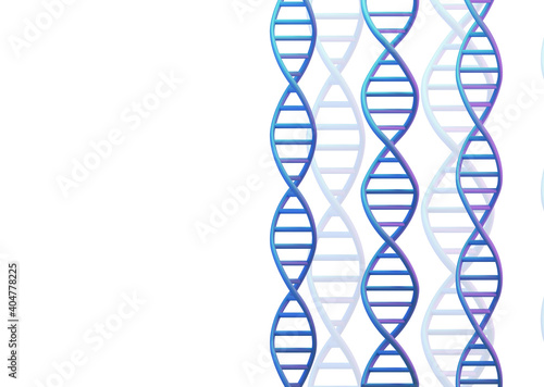 Blue DNA molecules structures isolated on white. Science and Technology  3d render