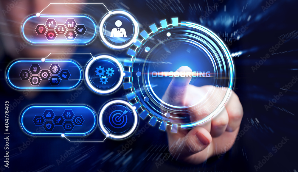 Obraz premium Business, Technology, Internet and network concept. Outsourcing human resources.
