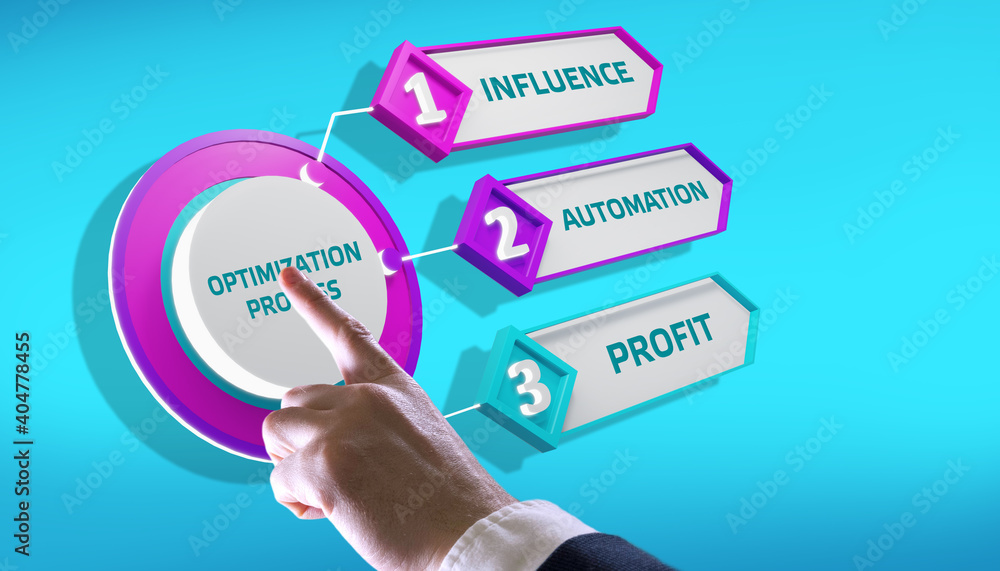 Optimization Software Technology Process System Business concept. Business, Technology, Internet and network concept.