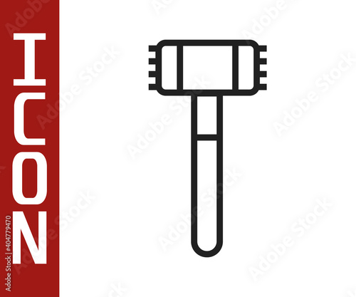 Black line Kitchen hammer icon isolated on white background. Meat hammer. Vector.