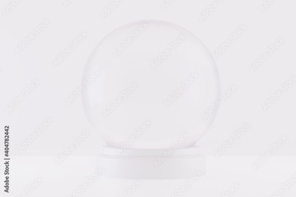 A souvenir Empty Transparent Light Snow Globe, 3d render A souvenir Empty Transparent Light Snow Globe, 3d render