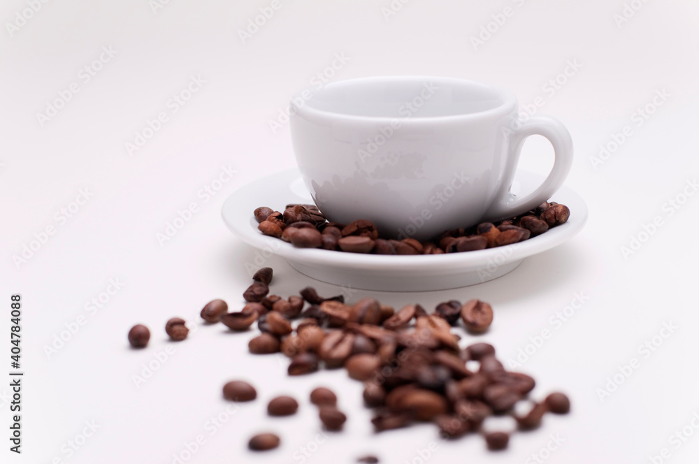 Cup and coffee beans Cup and coffee beans