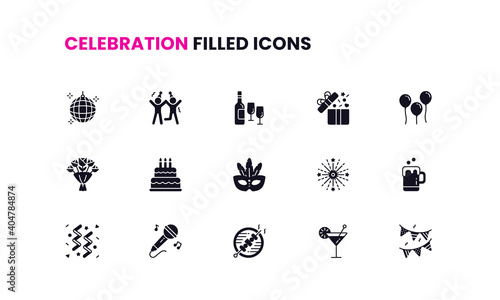 party and celebration filled icons 