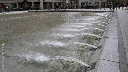 Fountain jet in slow motion in thFountain jet in slow motion in the city fountain, High quality FullHD footage