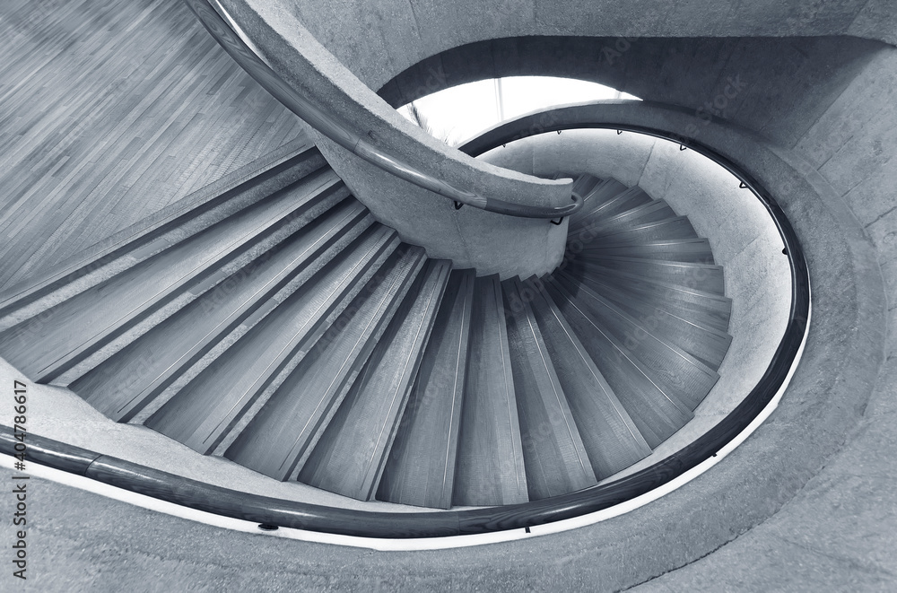 Fototapeta premium Modern spiral staircase. Contemporary architecture abstract background