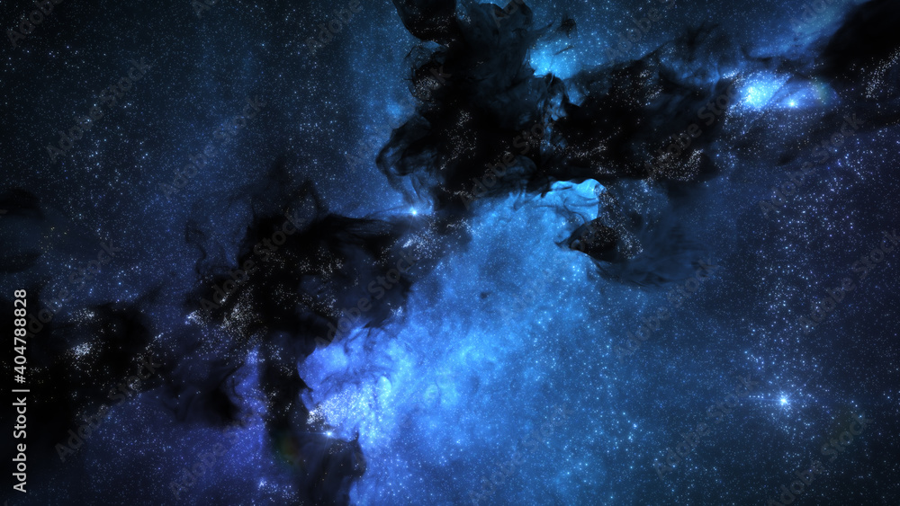 Blue Cosmos Background with Nebula Clouds and Stars. Galaxy Astronomy image showing a dramatic view of Outer Space. 3D render Blue Cosmos Background with Nebula Clouds and Stars. Galaxy Astronomy image showing a dramatic view of Outer Space. 3D render