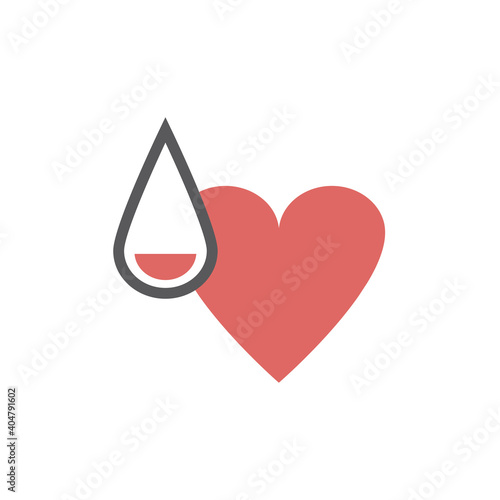 Vector red bleeding heart for world Hemophilia day, world Donor day, medical concept, heart shape with falling drops of red blood.