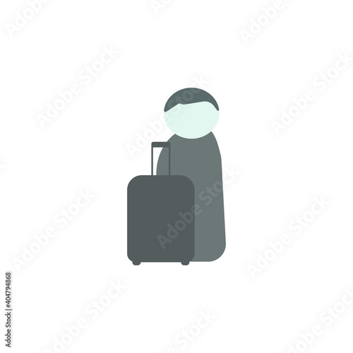 People icon with a suitcase of dark color on a white background, vector illustration
