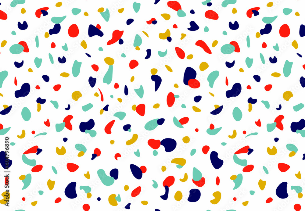 Obraz premium Terrazzo vector seamless pattern. Abstract backdrop with chaotic small pieces irregular shapes. Modern texture for print, textile