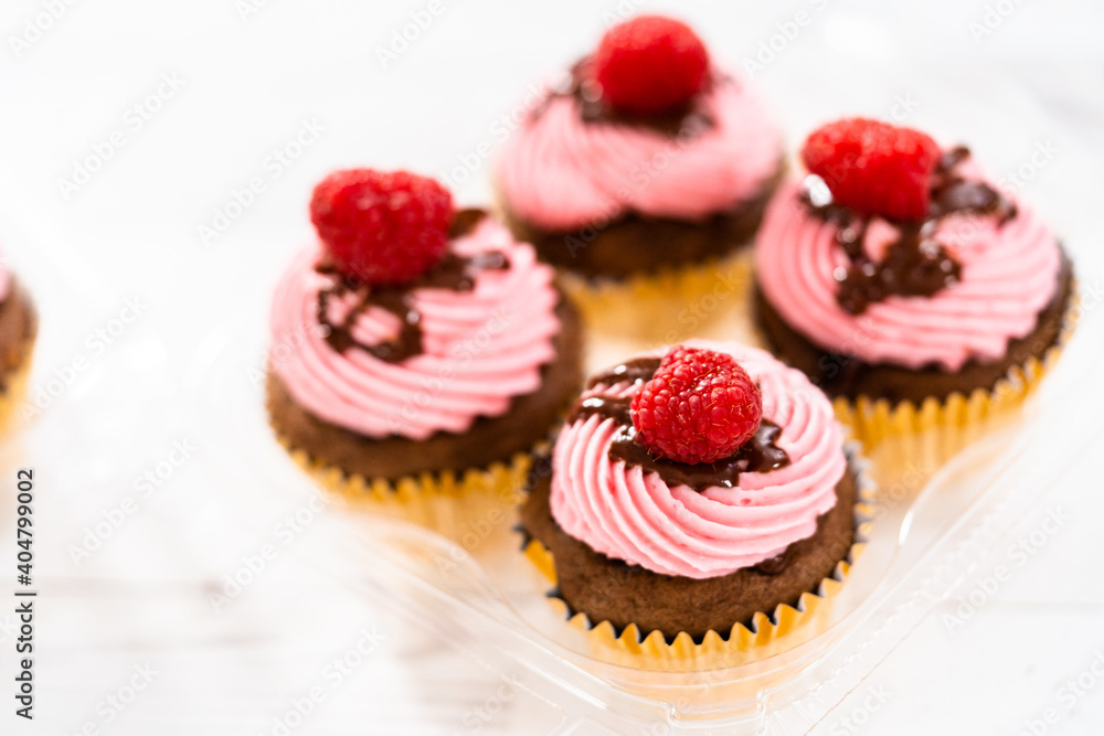 Chocolate raspberry cupcakes