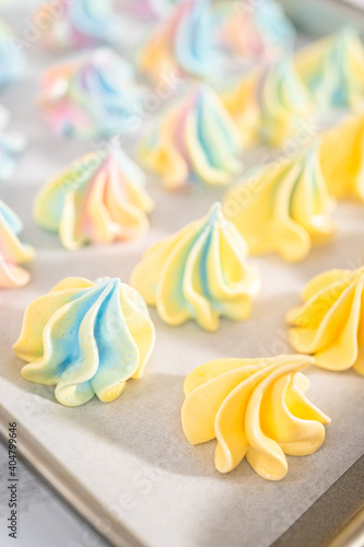 Unicorn meringue cookies