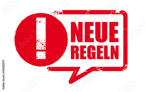 Neue Regeln - roter Stempel auf weißem Hintergrund
