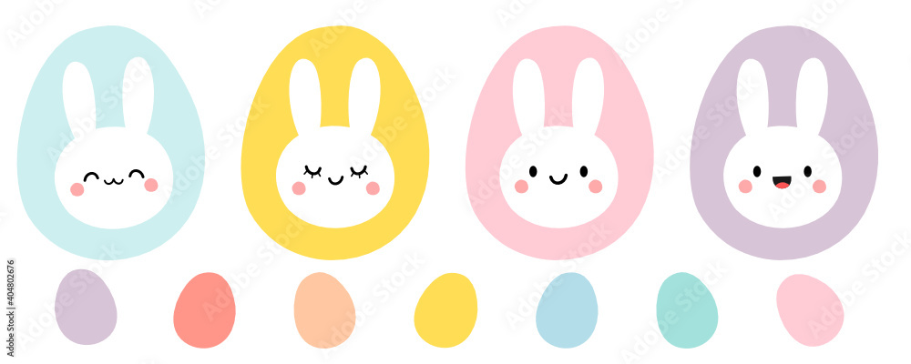 Easter eggs with rabbit head icon on white background vector illustration.