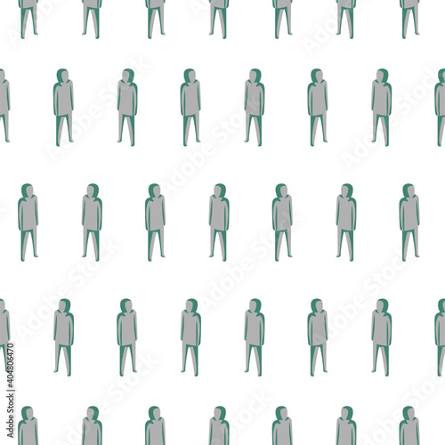 Human standing figure illustrative grey shadow seamless vector pattern graphic isolated
