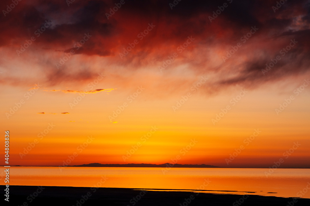 sunset over the salt lake