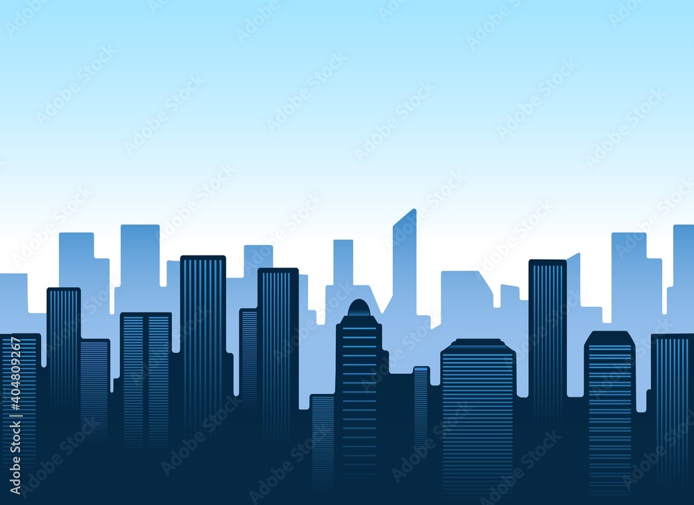 Blue city silhouettes skyline