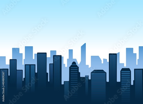 Blue city silhouettes skyline