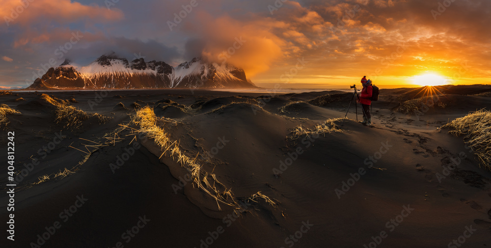 Φωτογραφία Landscape of Vestrahorn mountaine on Stokksnes cape in Iceland.