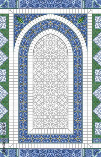 Seamless artwork. Elements of traditional middle east architecture. Vector design.