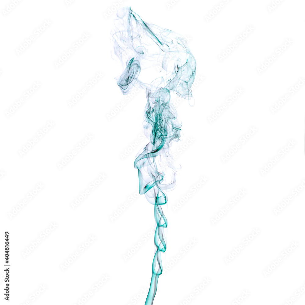 Figuras aleatorias, espirales y olas de humo de colores sobre fondo blanco Figuras aleatorias, espirales y olas de humo de colores sobre fondo blanco