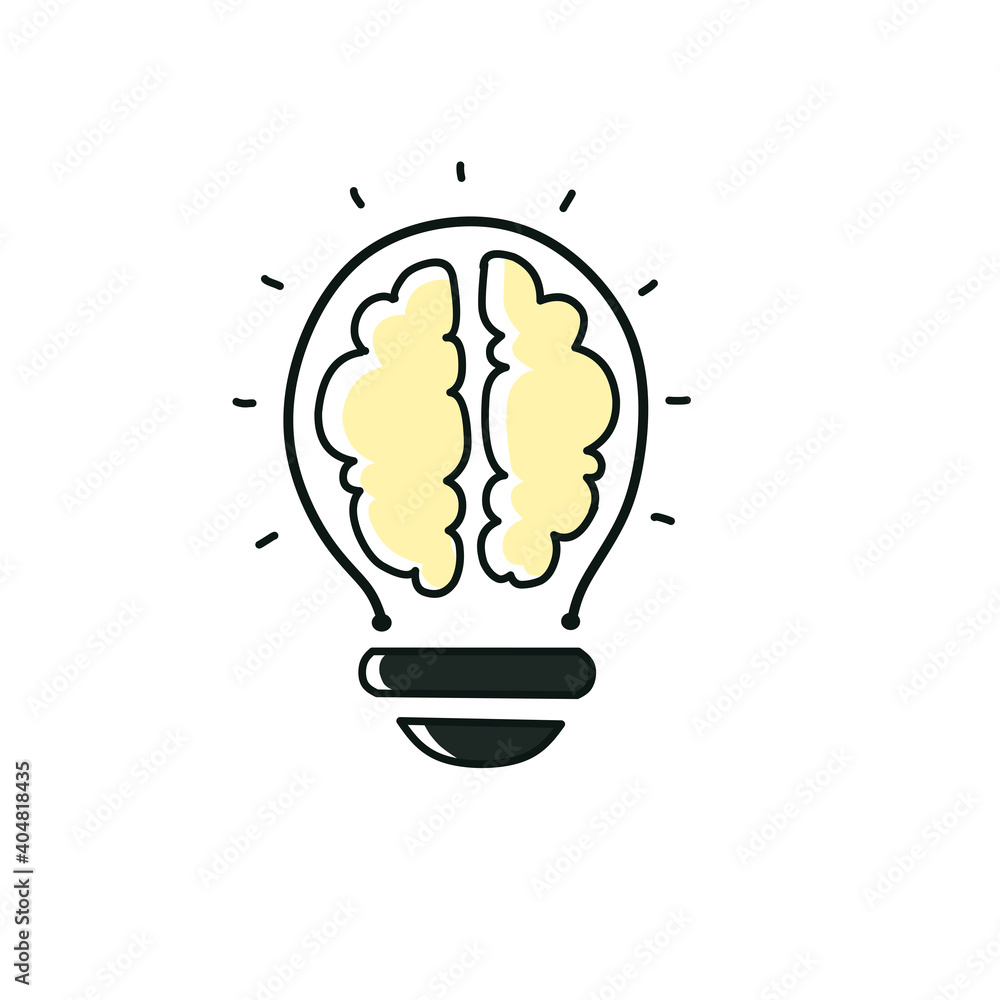 Fotografie Brain light bulb icon on light background. Vector, illustration.
