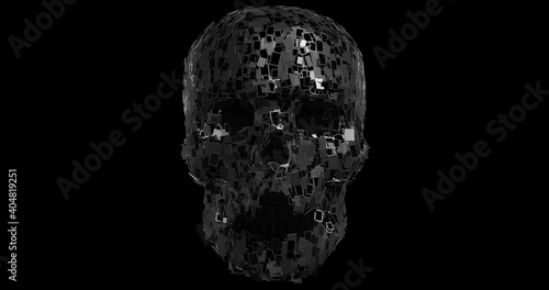 Internet Controlling Our Life. Smartphones And Tablets Forming Skull Shape. Internet Addiction And Technology Related 3D Illustration Render
