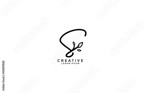 Calligraphy Letter S linked cute floral illustration logogram
