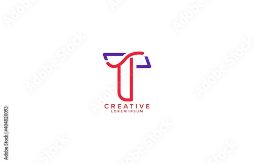 initial letter T outline modern multicolor logo inspiration