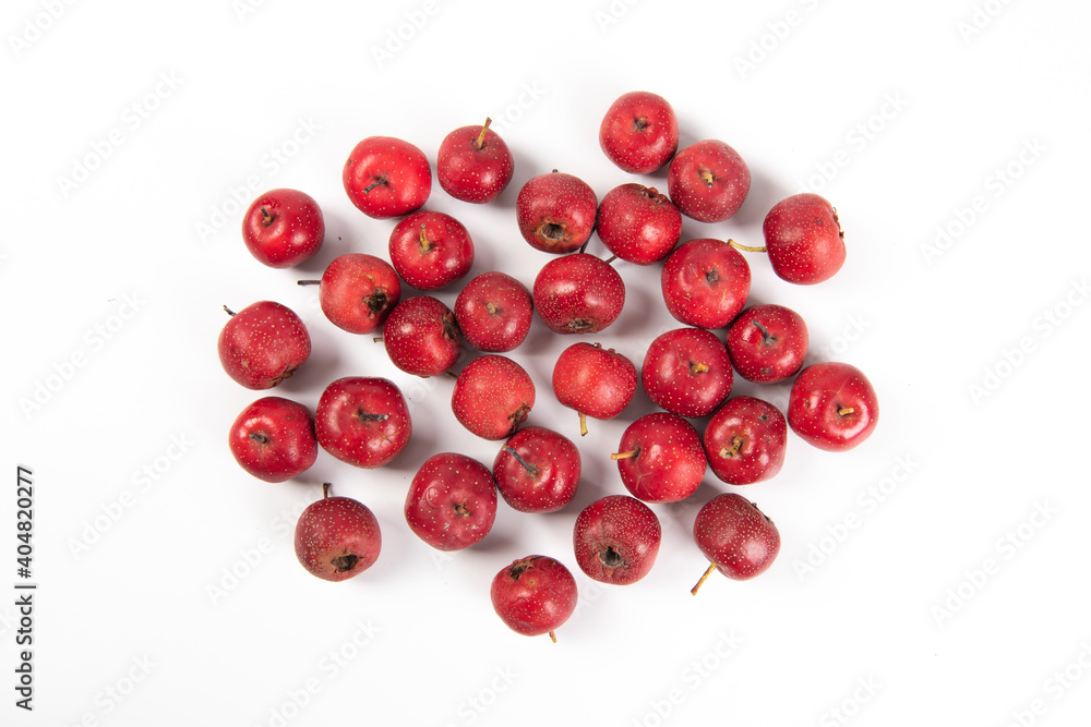 Red Hawthorn Berries isolated on white background close-up Red Hawthorn Berries isolated on white background close-up
