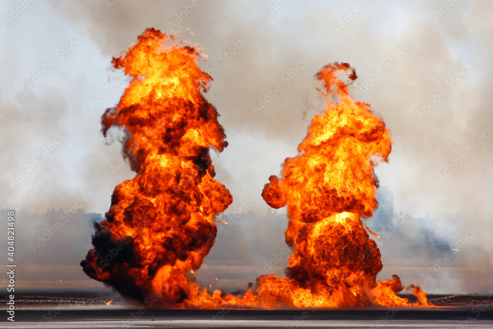 Fotografie Massive explosion and wall of fire